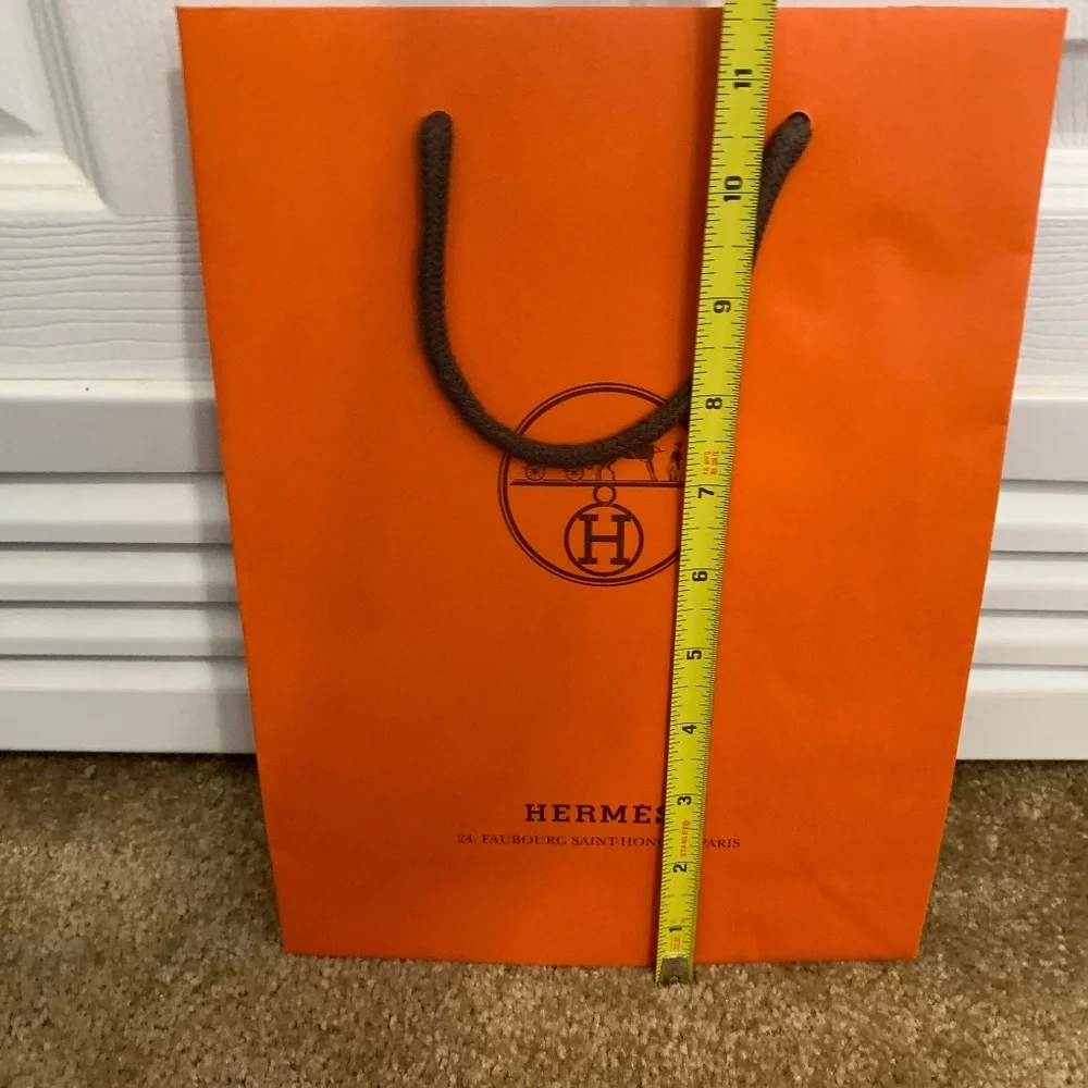 HERMES New Authentic Iconic Orange Paper Shopping Gift Bag